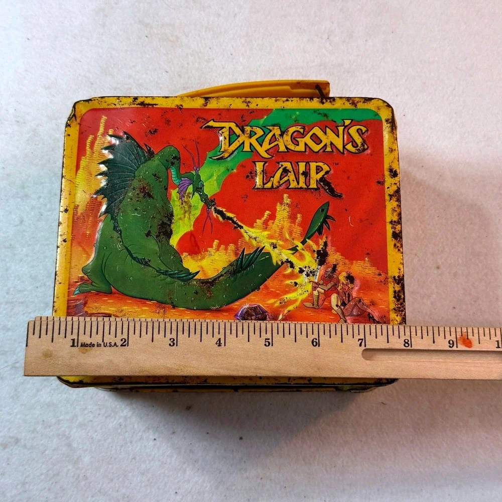 Vintage 1983 Dragon's Lair Aladdin Metal Lunch Box Don Bluth Arcade Game Retro